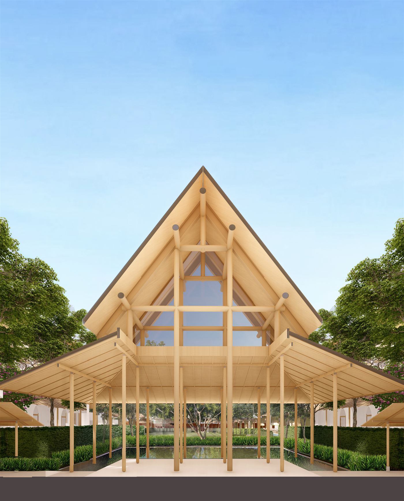 Open timber pavilion for events